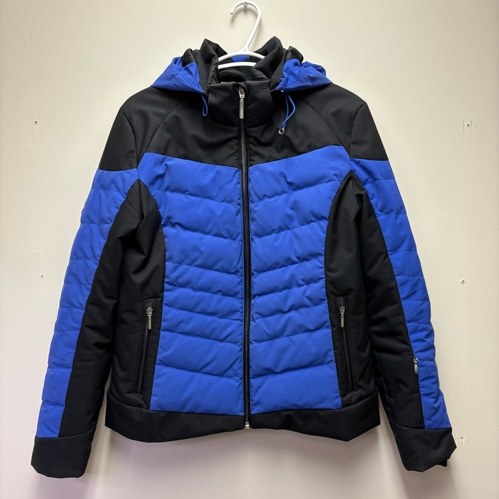 Blue and Black Quilted Hooded Jacket